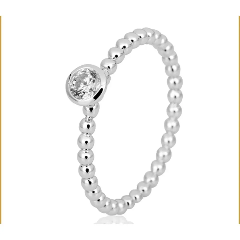 NWT SPARKLY SOLITAIRE BEZEL DIAMOND BEAD RING, GRA CERT, MOISSANITE RING‎